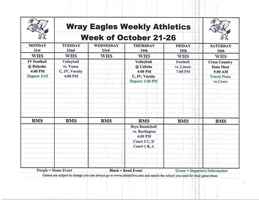 Eagle activities for the week of October 21-26