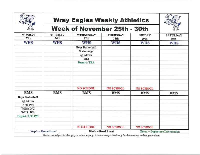 Activities for Week of Nov. 25-30